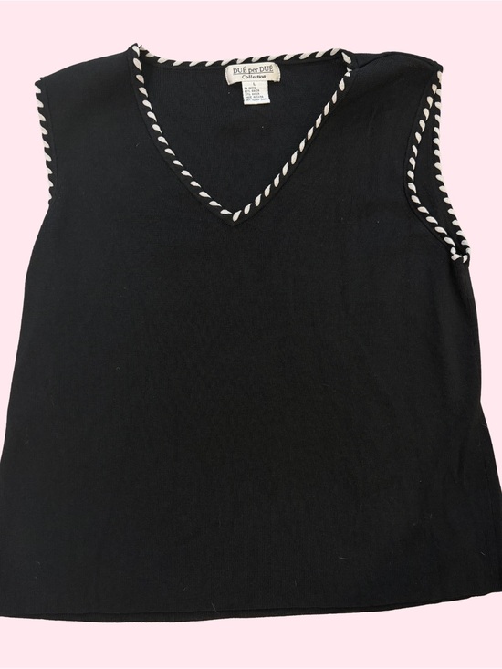 due per due Tops - DUE Per DUE Black V-Neck Sleeveless Tank with Contrast Rope Trim